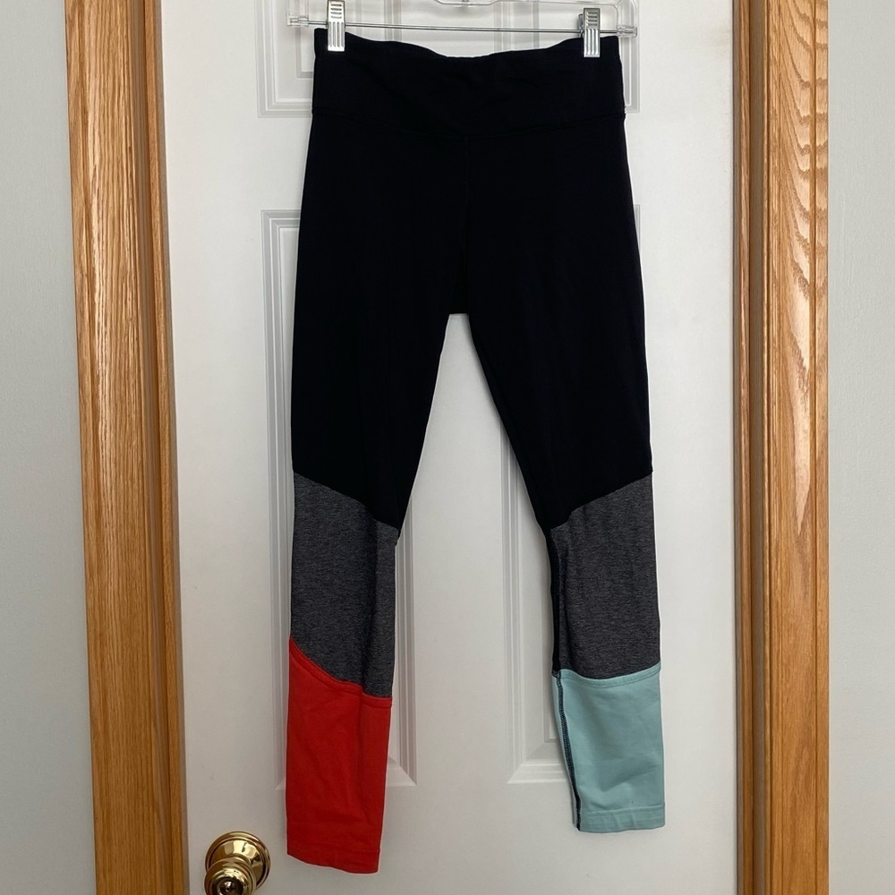 Lululemon Blue and Orange Colorblocked Leggings Size 4